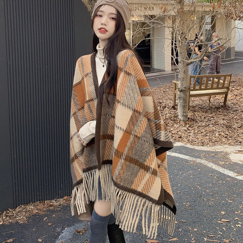 Écharpe Châle Femme Hiver à Franges Polyester Style Ethnique Retro