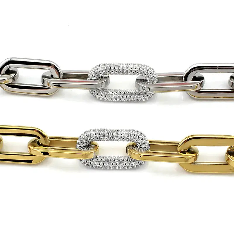 Pulsera de cadena de cristal dorado para mujer