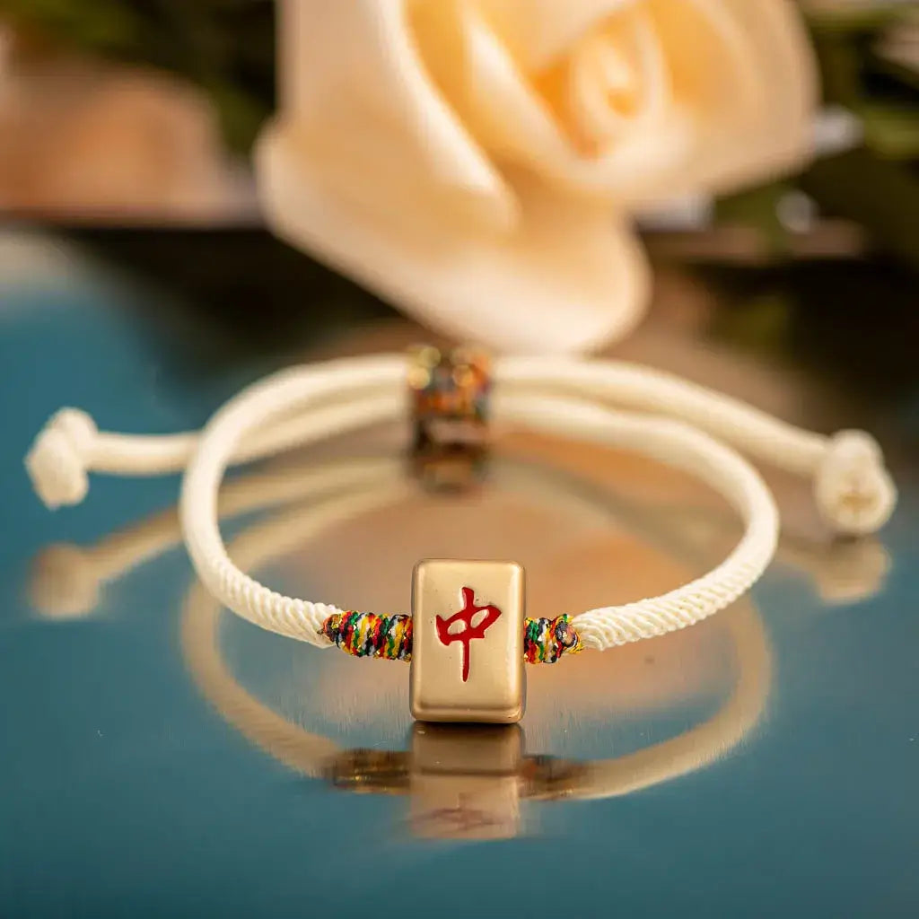 Pulsera Colgante de Cerámica con Caracteres Chinos