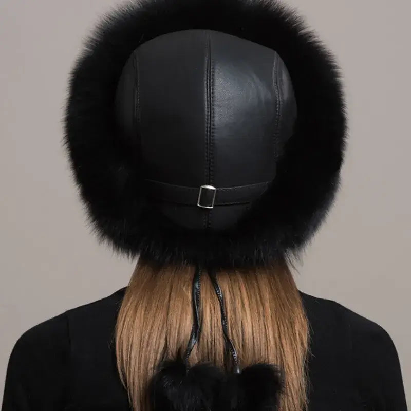 Gorro de piel de zorro natural