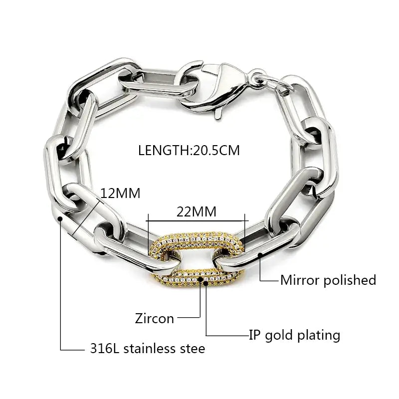 Pulsera de cadena de cristal dorado para mujer