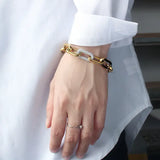 Pulsera de cadena de cristal dorado para mujer