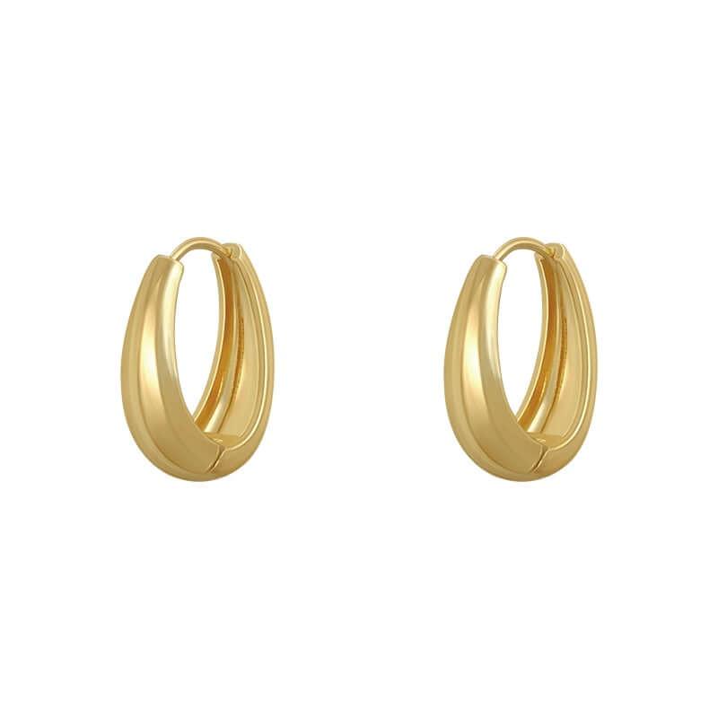 Boucles d'oreilles créoles en métal lisse style classique - EMAKUJITIA