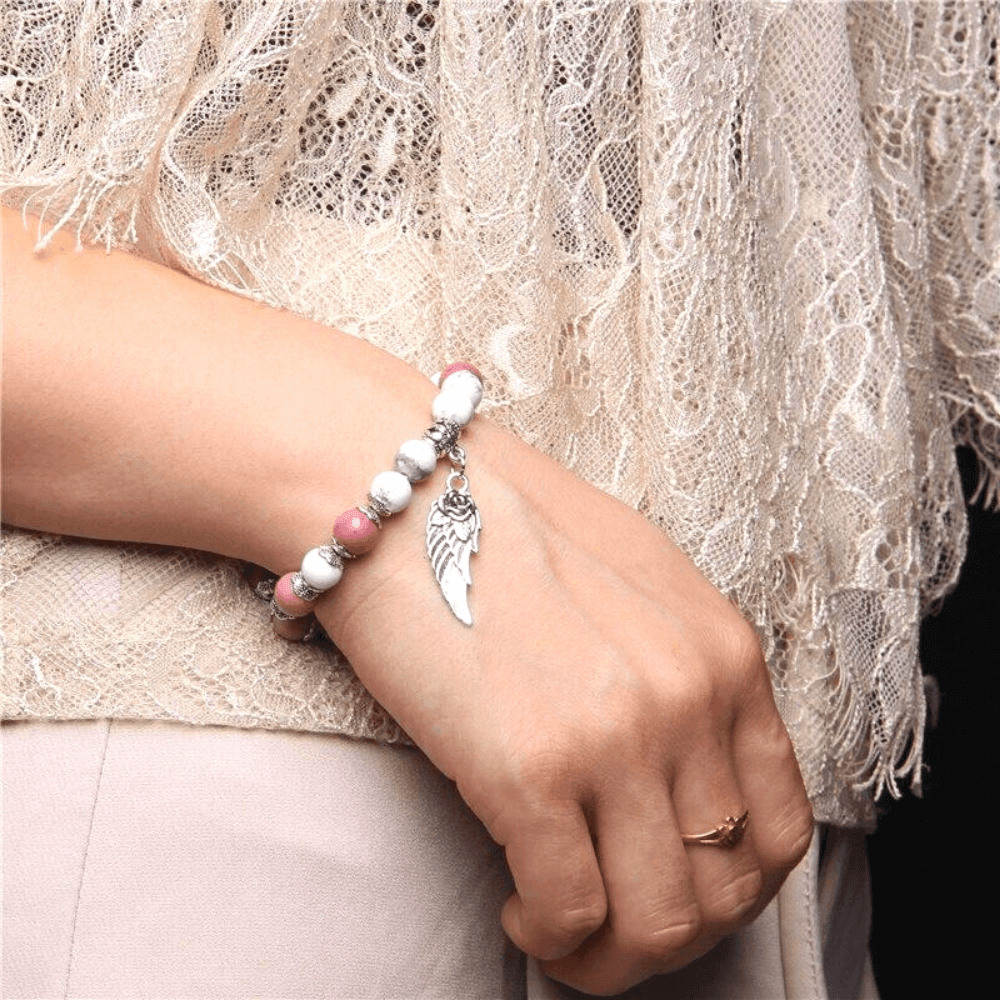 Bracelet à perles en acrylique pendentif plume - EMAKUJITIA