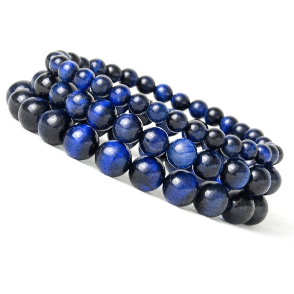 Bracelet élastique en perles œil de tigre bleu - EMAKUJITIA