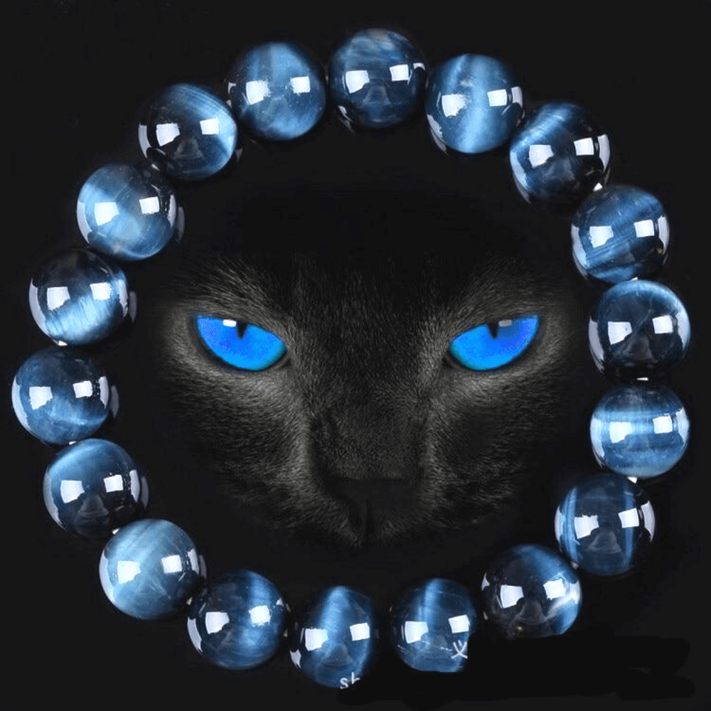 Bracelet élastique en perles œil de tigre bleu - EMAKUJITIA