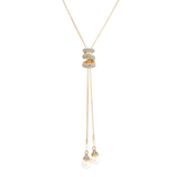 Collier à chaîne longue avec pendentif en forme de pompon en métal, strass, - EMAKUJITIA