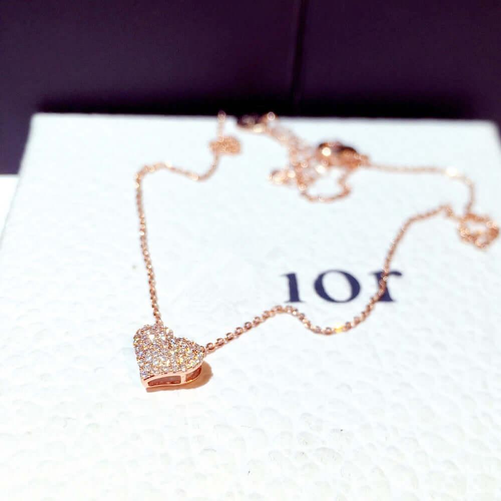 Collier chaine pendentif motif cœur serti de cristaux de zircon - EMAKUJITIA