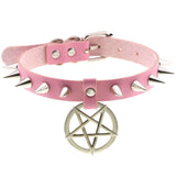 Collier ras du cou en cuir synthétique avec pics en alliage - EMAKUJITIA