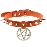Collier ras du cou en cuir synthétique avec pics en alliage - EMAKUJITIA