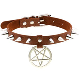 Collier ras du cou en cuir synthétique avec pics en alliage - EMAKUJITIA