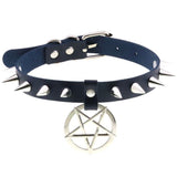 Collier ras du cou en cuir synthétique avec pics en alliage - EMAKUJITIA
