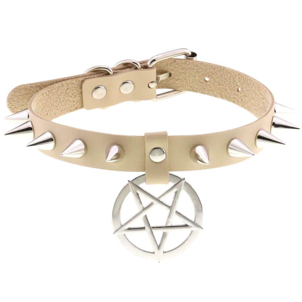 Collier ras du cou en cuir synthétique avec pics en alliage - EMAKUJITIA