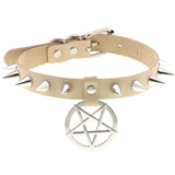 Collier ras du cou en cuir synthétique avec pics en alliage - EMAKUJITIA