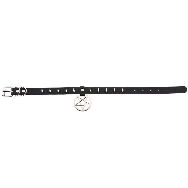 Collier ras du cou en cuir synthétique avec pics en alliage - EMAKUJITIA
