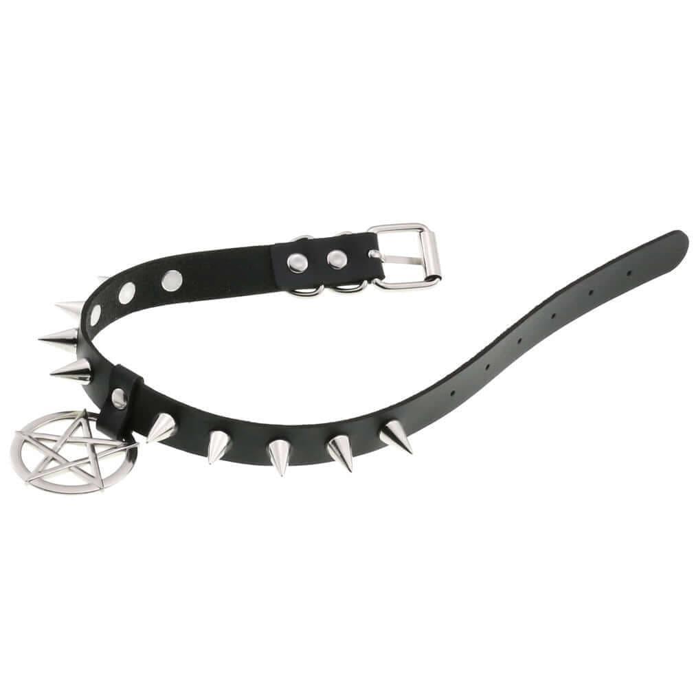 Collier ras du cou en cuir synthétique avec pics en alliage - EMAKUJITIA