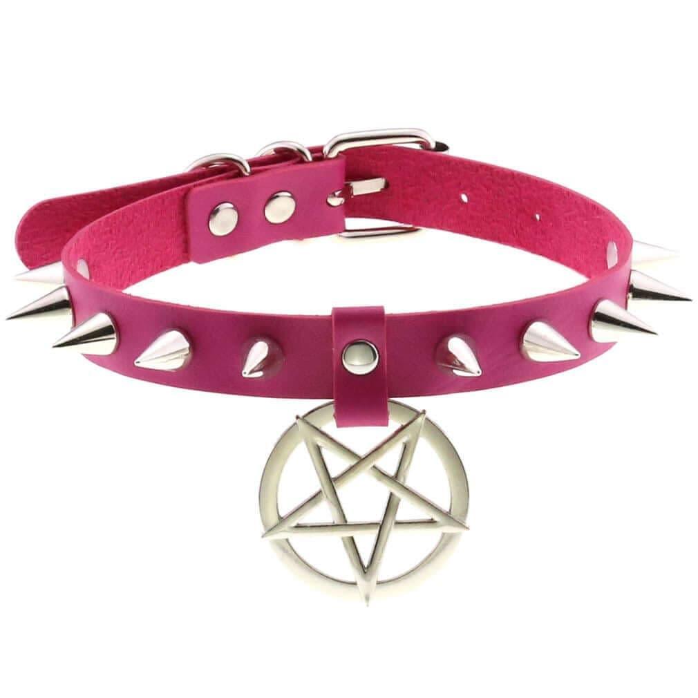 Collier ras du cou en cuir synthétique avec pics en alliage - EMAKUJITIA