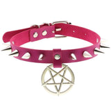 Collier ras du cou en cuir synthétique avec pics en alliage - EMAKUJITIA