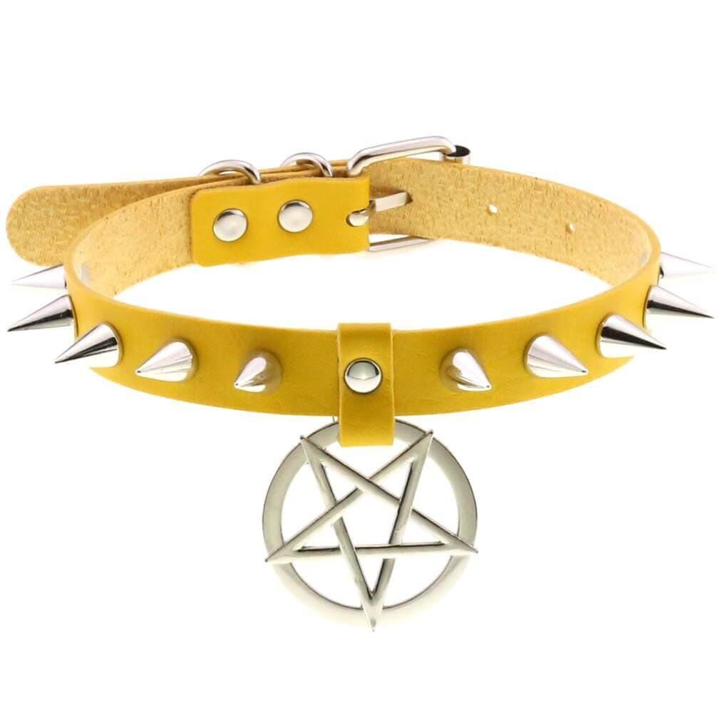 Collier ras du cou en cuir synthétique avec pics en alliage - EMAKUJITIA