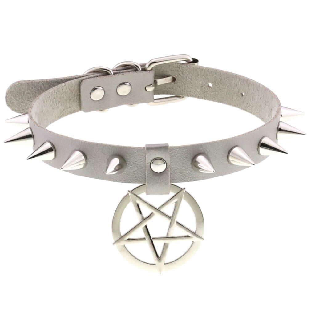 Collier ras du cou en cuir synthétique avec pics en alliage - EMAKUJITIA