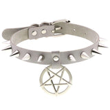 Collier ras du cou en cuir synthétique avec pics en alliage - EMAKUJITIA