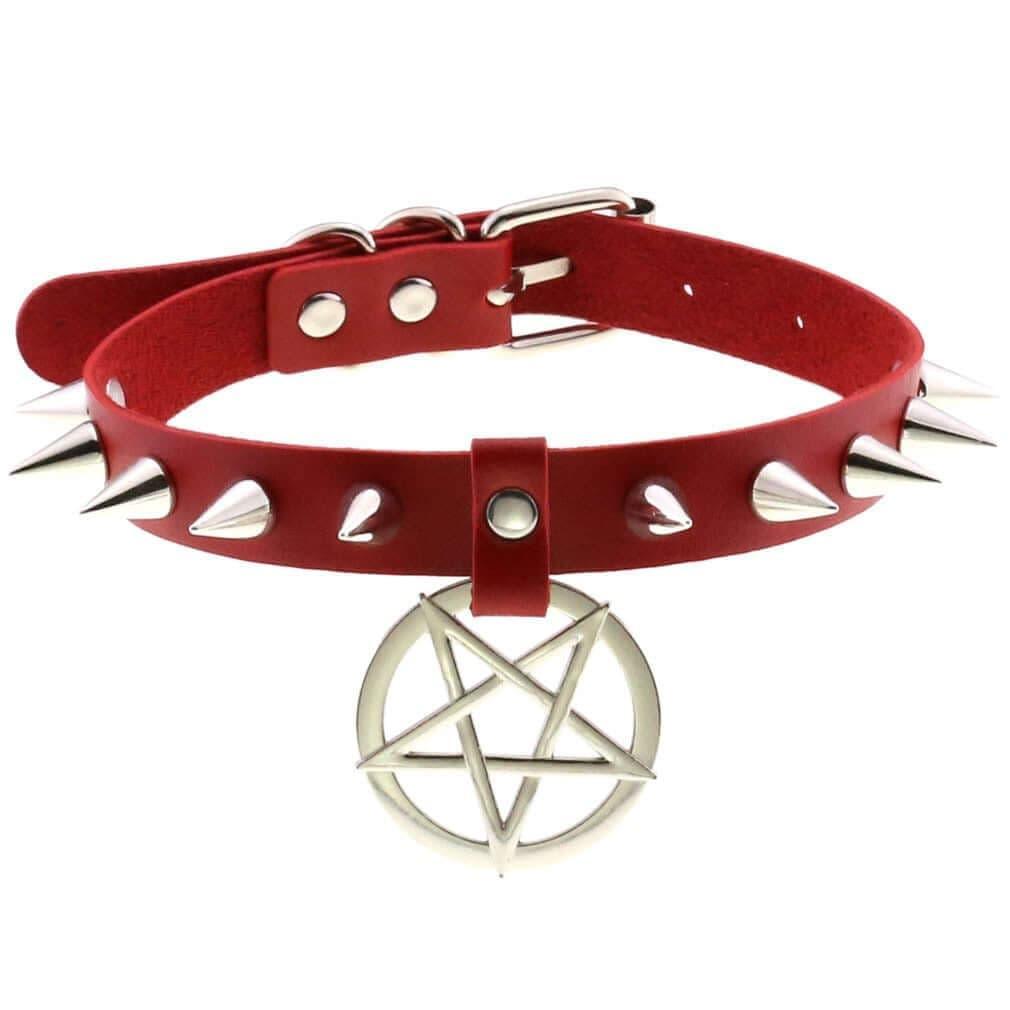 Collier ras du cou en cuir synthétique avec pics en alliage - EMAKUJITIA