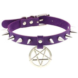 Collier ras du cou en cuir synthétique avec pics en alliage - EMAKUJITIA