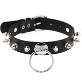 Collier ras du cou en similicuir avec pics et chaînes en alliage pour femmes - EMAKUJITIA