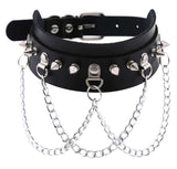 Collier ras du cou en similicuir avec pics et chaînes en alliage pour femmes - EMAKUJITIA