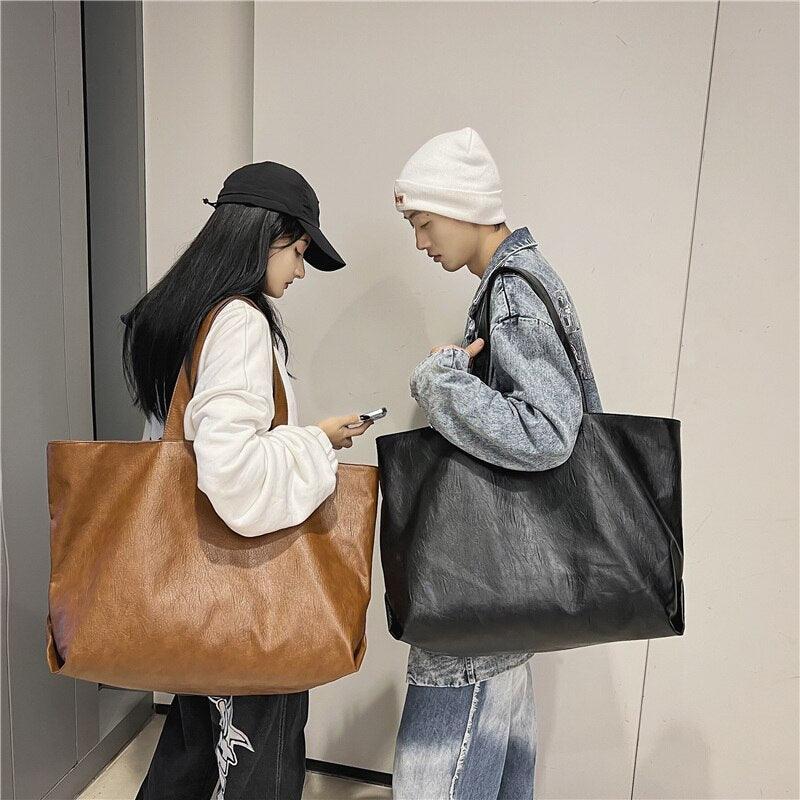 Sac fourre-tout surdimensionné en cuir PU souple pour femmes - EMAKUJITIA