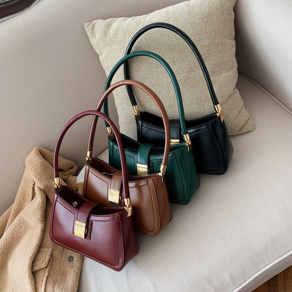 Sacs à main en cuir PU de couleur unie avec fermeture éclair - EMAKUJITIA