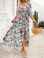Robe Longue Bohème à Fleurs Ditsy en Mousseline Ceinturée Taille Haute