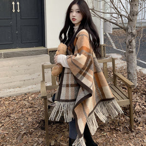 Écharpe Châle Femme Hiver à Franges Polyester Style Ethnique Retro