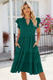 Robe à Manches Courtes Plissée