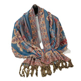 Foulard Femme Style Bohème à Motif Cachemire et Franges Polyester
