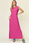 Robe Maxi Texture Sans Manches à Col Montant