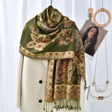 Foulard Femme Style Bohème à Motif Cachemire et Franges Polyester