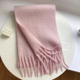 Écharpe Foulard Femme Hiver Style Classique Polyester Chaud à Franges