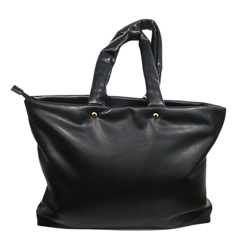 Grand sac cabas noir en similicuir pour femmes