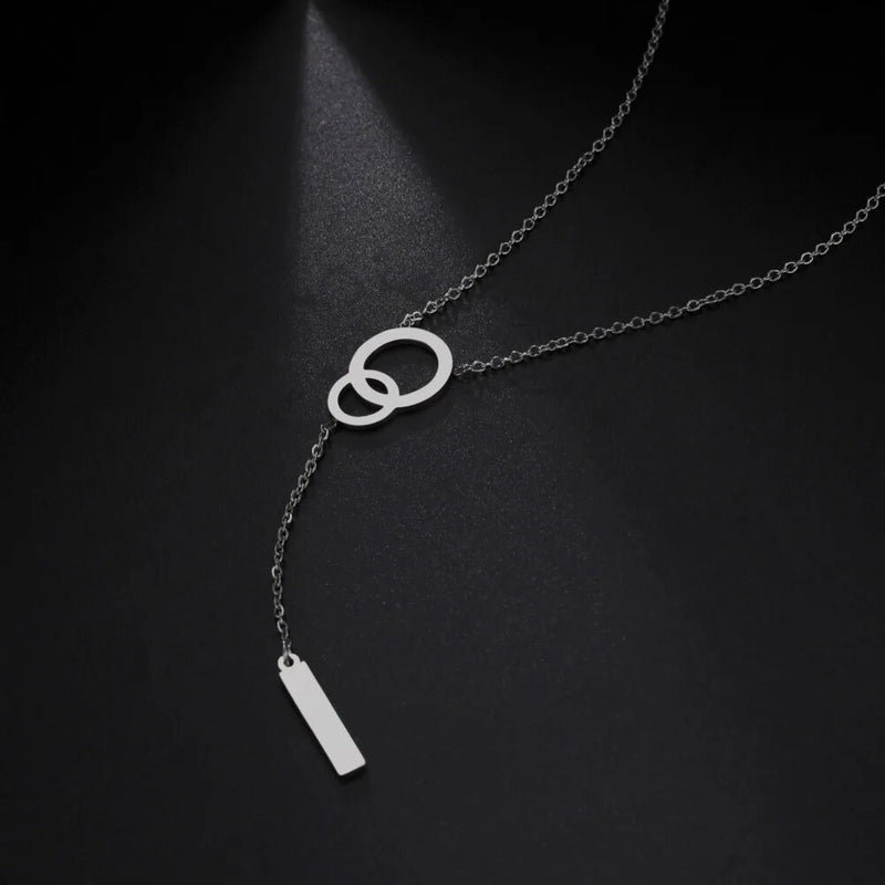 Double Round Stainless Steel Necklace - Minimalist Elegance