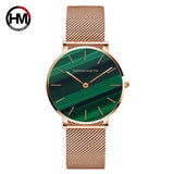 Montre femme Hannah Martin cadran vert et bracelet maille milanaise noir