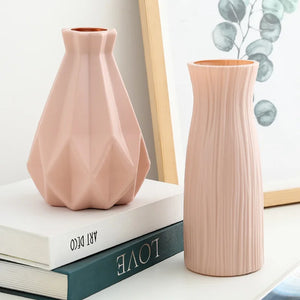 Vase Décoratif Blanc Moderne en Plastique Effet Céramique Nordic