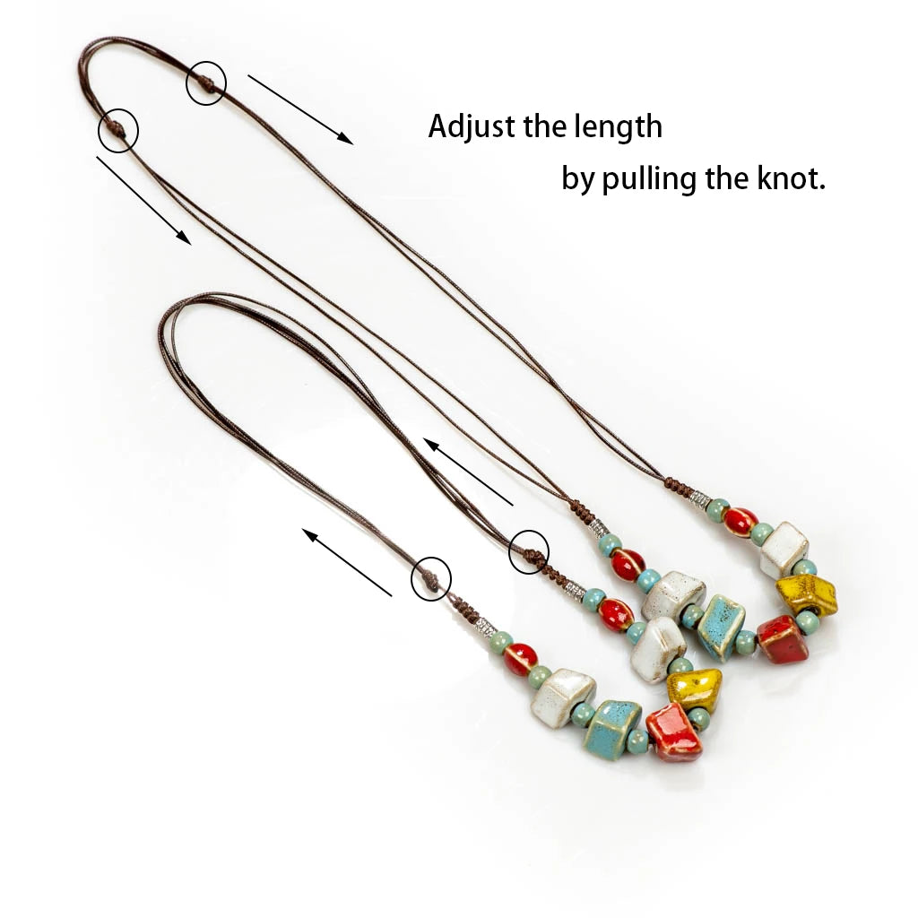 Collier Rétro avec Pendentif en Céramique pour Femmes