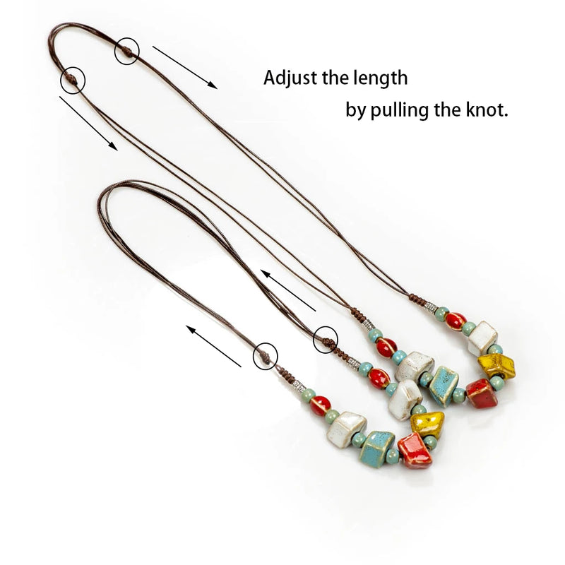 Collier Rétro avec Pendentif en Céramique pour Femmes