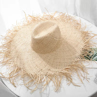 Chapeau en Paille Naturelle pour Femme à Large Bord