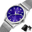Montre Femme Élégante Quartz Acier Maillé et Diamants