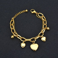 Two Layers Stainless Steel Chain Bracelets with Charms for Women
