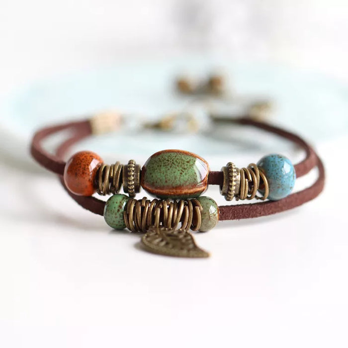 Vintage glazed ceramic bracelet