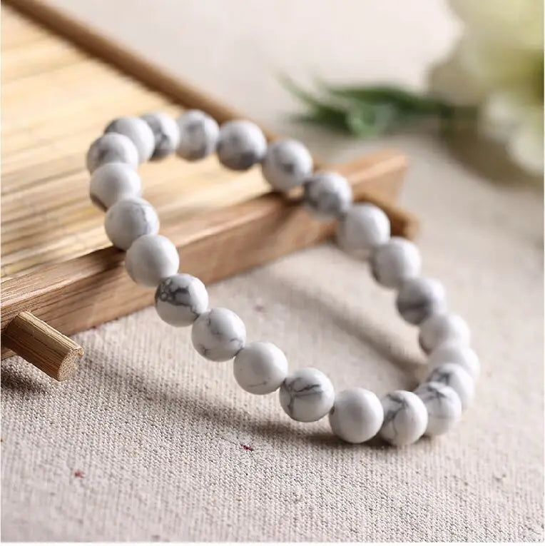 Bracelets en perles de pierre naturelle de Howlite blanche