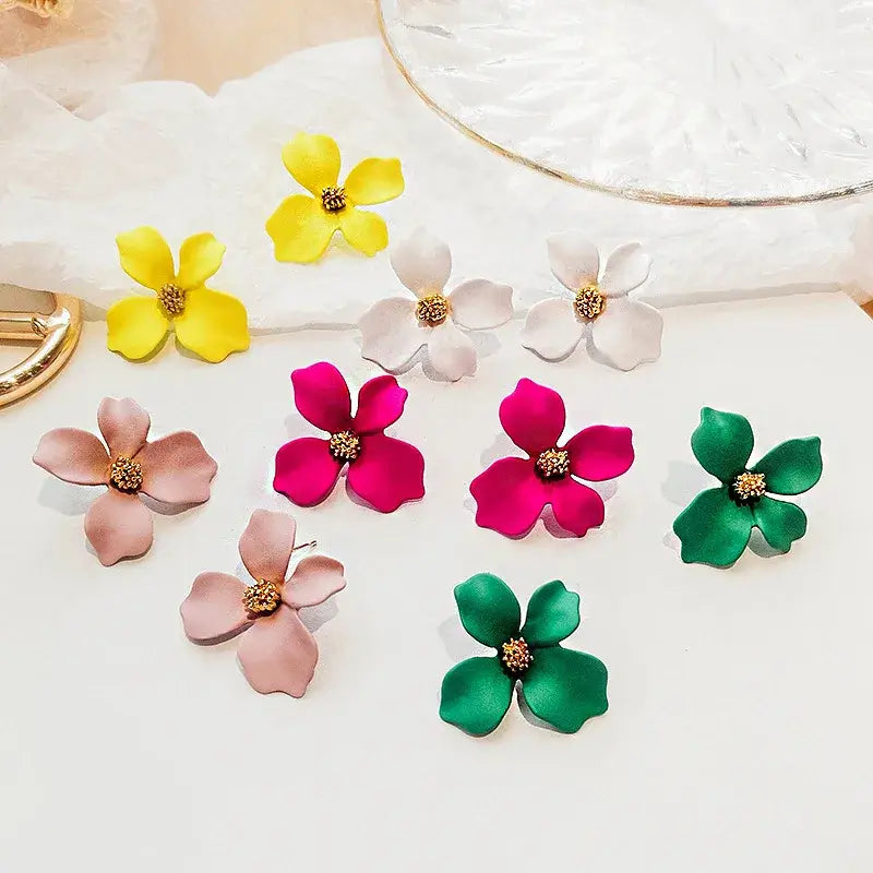 Boucles d'Oreilles Fleurs Coréennes - Accessoire Tendance et Coloré